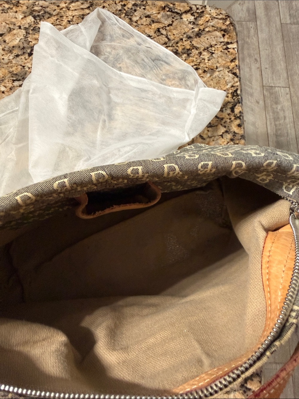Dooney & Bourke Brown Monogram Hobo Bag – Tan Leather Trim - Picture 6 of 8